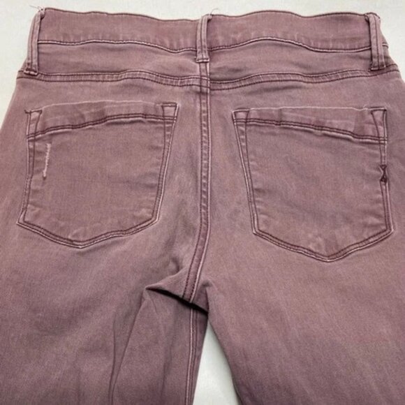 Express Jeans Women's 0R Mid-Rise Ankle Leggings Dusty Purple Raw Hem Distressed - Picture 10 of 11